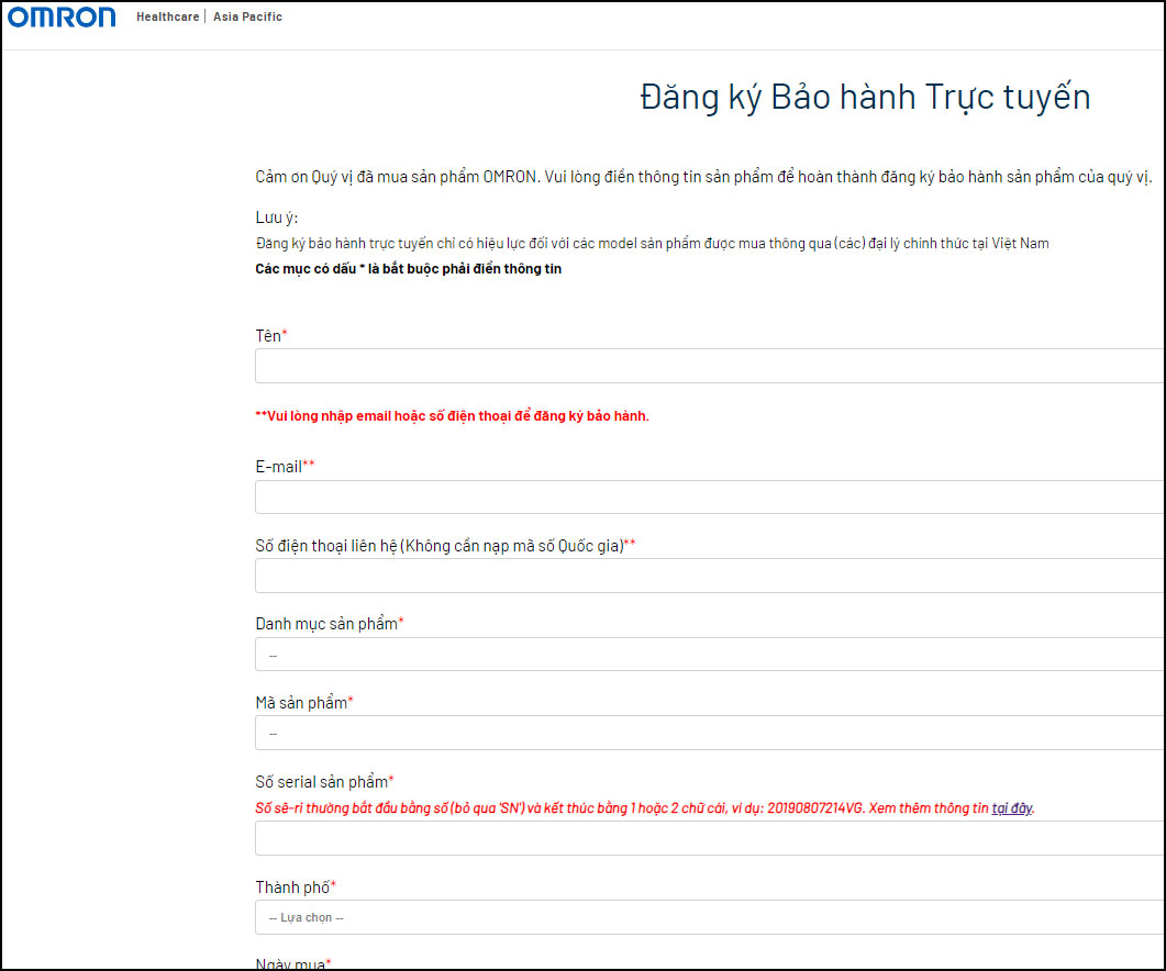 Cách đăng ký bảo hành máy đo huyết áp Omron
