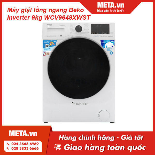 Máy giặt lồng ngang 9kg Inverter Beko WCV9649XWST