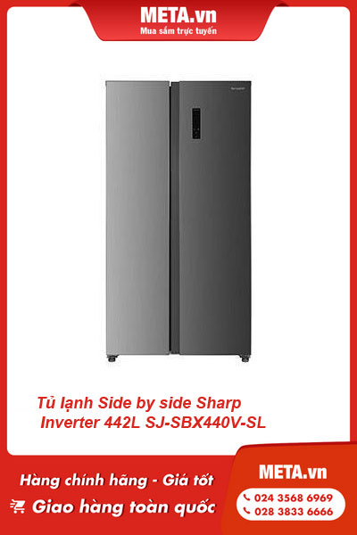 Tủ lạnh side by side 442 lít Sharp SJ-SBX440V-SL