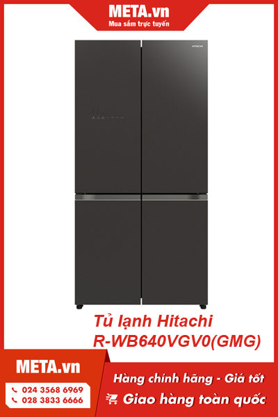 Tủ lạnh làm đá tự động 569 lít Inverter Hitachi R-WB640VGV0(GMG)