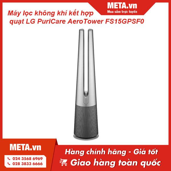 Máy lọc không khí kết hợp quạt LG PuriCare AeroTower bạc