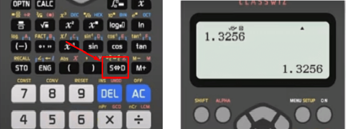 Máy tính hiển thị kết quả số thập phân dưới dạng dấu chấm trên máy tính Casio 580