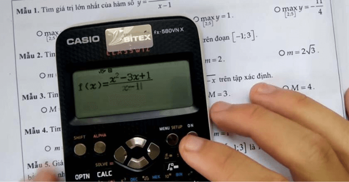 Ví dụ về cách bấm ngoặc vuông trên máy tính Casio 580