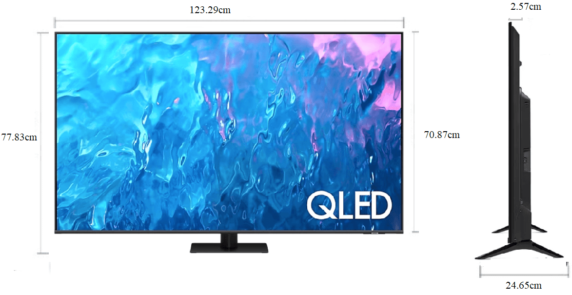 Kích thước smart tivi Samsung 55 inch QA55Q70CAKXXV (Model 2023)