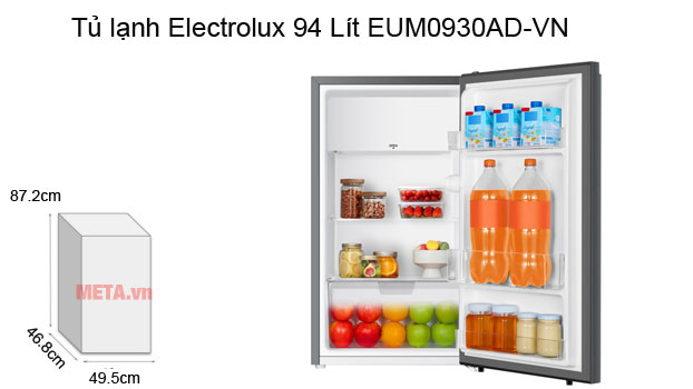 Kích thước tủ lạnh Electrolux 94 Lít EUM0930AD-VN
