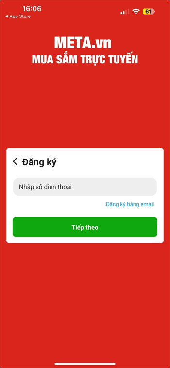Nhập số điện thoại để đăng ký thành viên