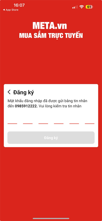 Nhập mã OTP để xác thực