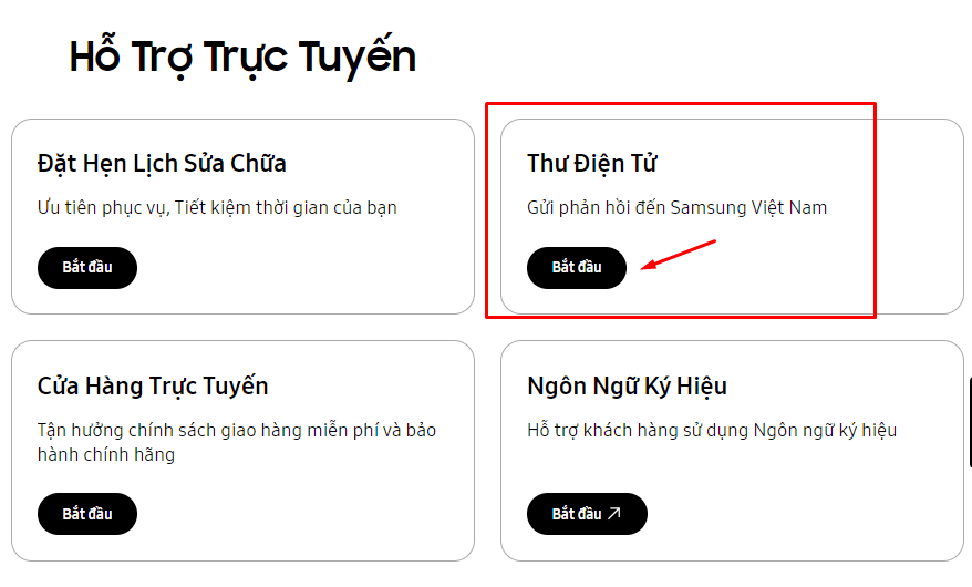Cách gửi yêu cầu hỗ trợ bảo hành máy giặt Samsung qua email