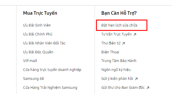 Cách đặt lịch dịch vụ sửa chữa máy giặt Samsung