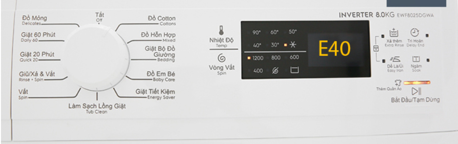 Lỗi E40 máy giặt Electrolux