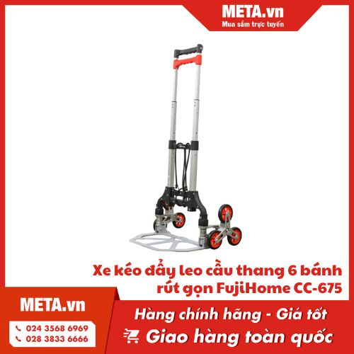 Xe kéo đẩy leo cầu thang 6 bánh rút gọn FujiHome CC-675