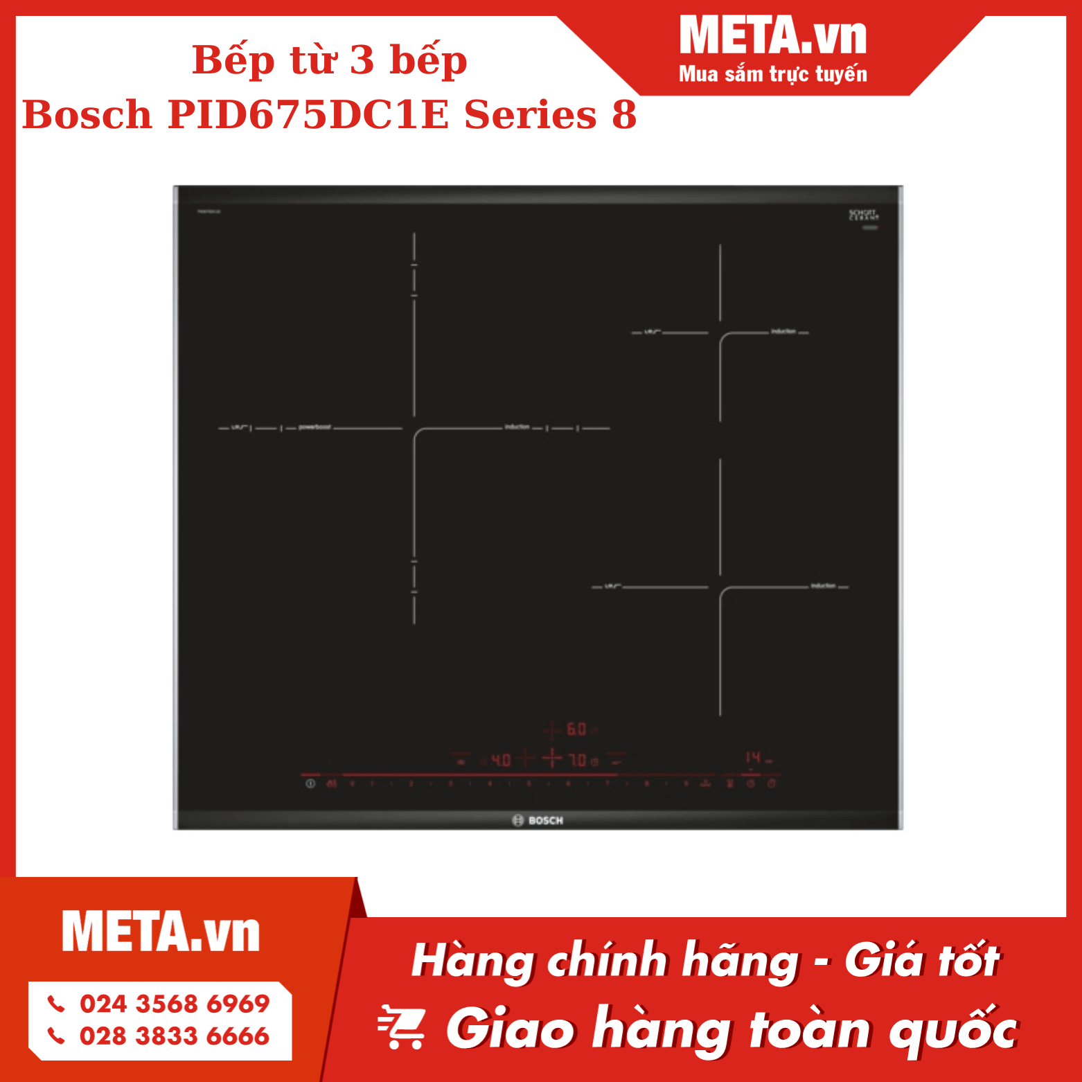 Bếp từ 3 bếp Bosch PID675DC1E Series 8