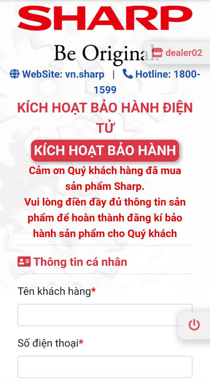 Cách kích hoạt bảo hành tủ lạnh Sharp qua website cho khách đại lý