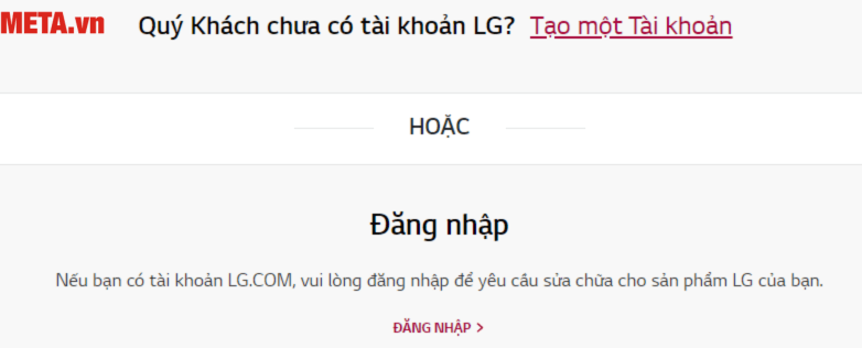 Nhấn đăng nhập để yêu cầu dịch vụ sửa chữa máy giặt LG