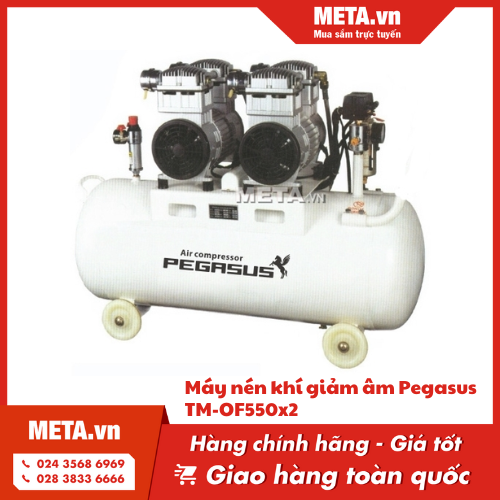 Máy nén khí không dầu, giảm âm Pegasus TM-OF550x2 70 lít