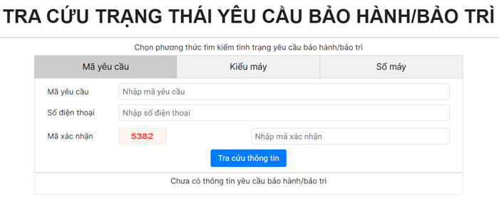 Cách tra cứu trạng thái yêu cầu bảo hành/bảo trì máy giặt AQUA
