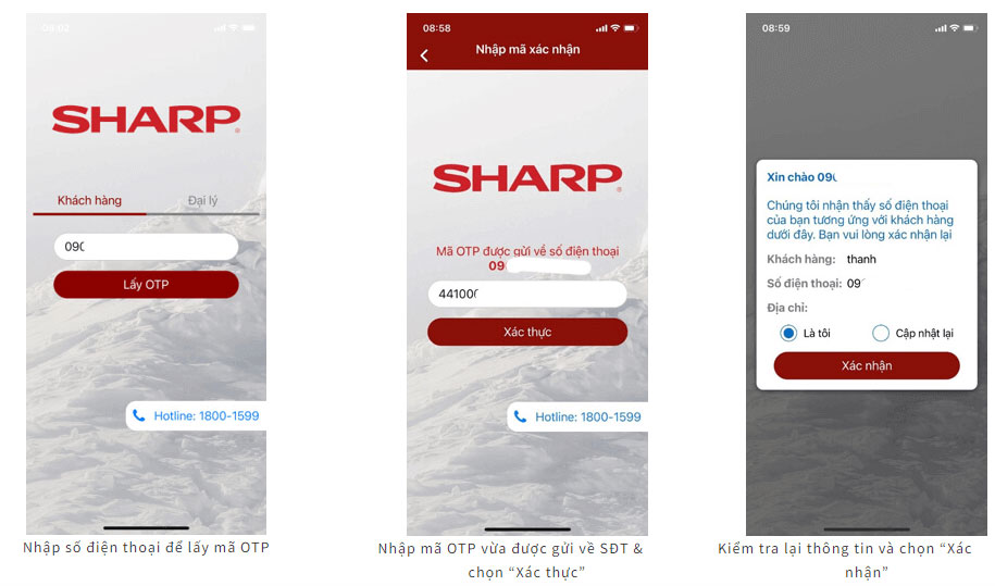 Cách kích hoạt bảo hành điều hòa Sharp qua app