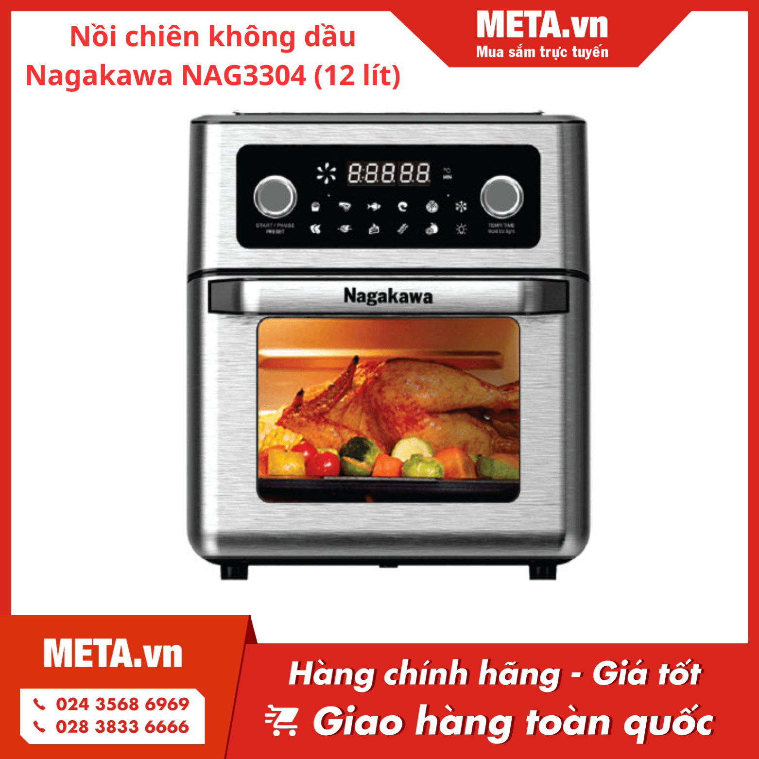 Nồi chiên không dầu Nagakawa NAG3304 (12 lít)
