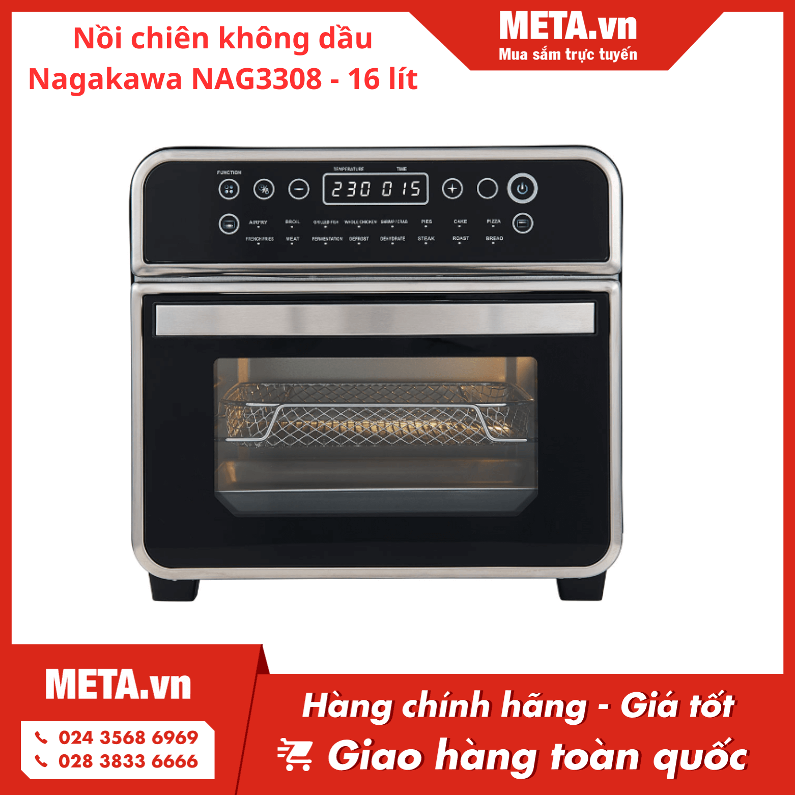 Nồi chiên không dầu Nagakawa NAG3308 - 16 lít