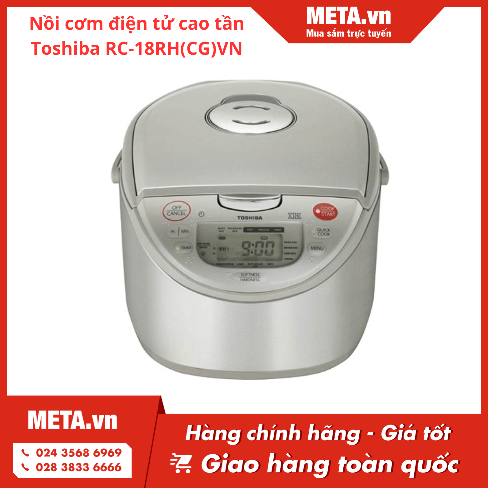 Nồi cơm điện tử cao tần Toshiba nắp gài RC-18RH(CG)VN (1,8 lít)