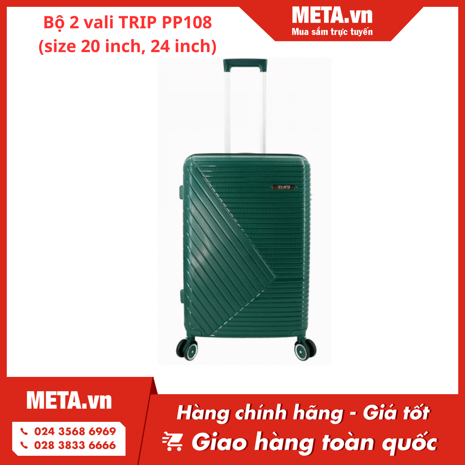 Mua ngay bộ 2 vali nhựa du lịch i