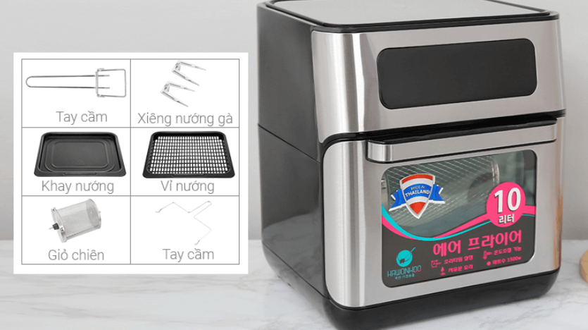 Phụ kiện đi kèm của nồi chiên không dầu Hawonkoo AFH-101
