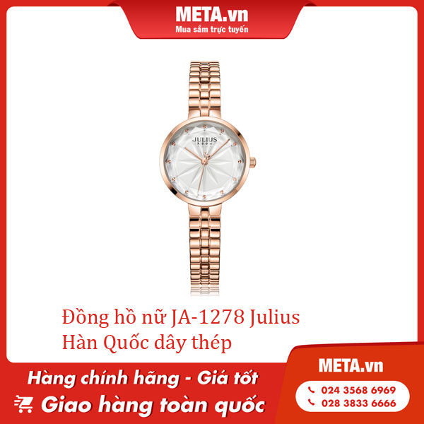 Đồng hồ nữ JA-1278 Julius Hàn Quốc dây thép