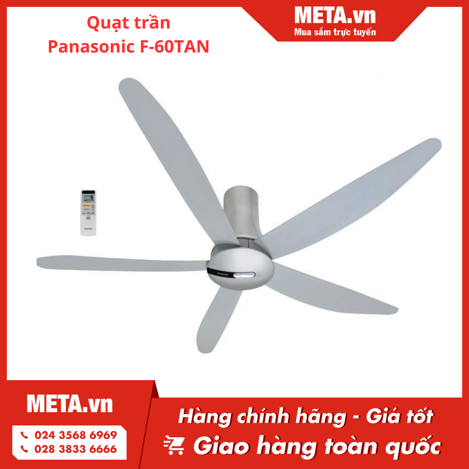 Quạt trần Panasonic 5 cánh có cảm ứng nhiệt sensor F-60TAN