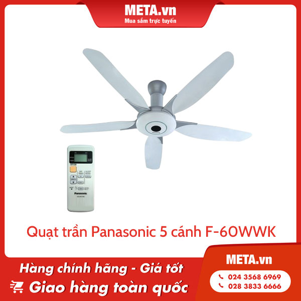 Quạt trần 5 cánh Panasonic F 60WWK là một trong những mẫu quạt trần tiết kiệm điện nhất hiện nay