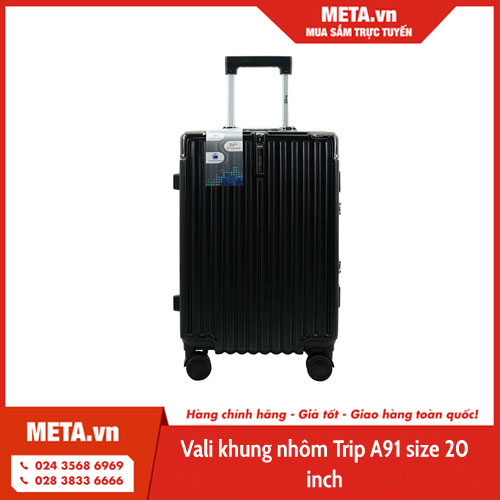 Vali khung nhôm Trip A91 size 20 inch (tặng áo trùm)