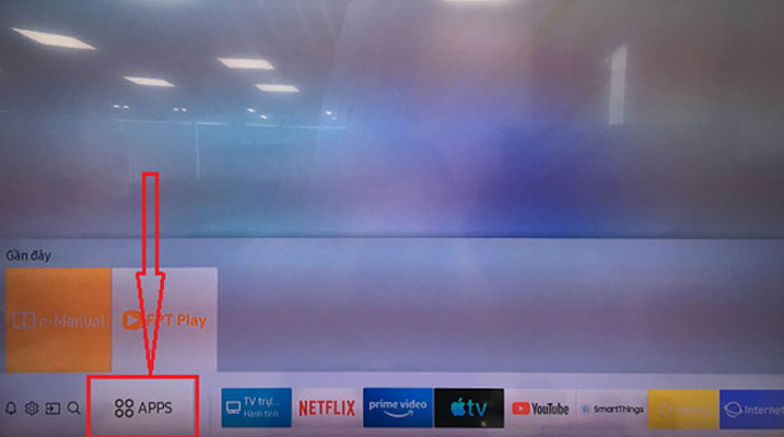 Cách kích hoạt VTVcab ON trên tivi Samsung - chọn mục APPS