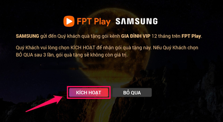 Nhập mã kích hoạt FPT Play trên TV Samsung
