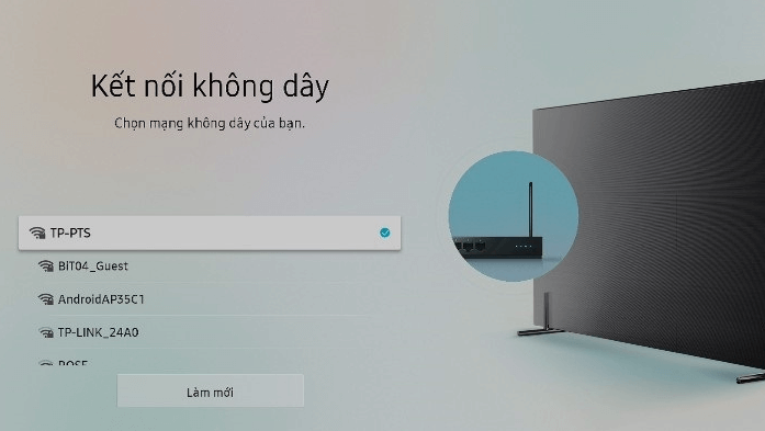 Kết nối wifi cho tivi để kích hoạt Galaxy Play trên tivi Samsung