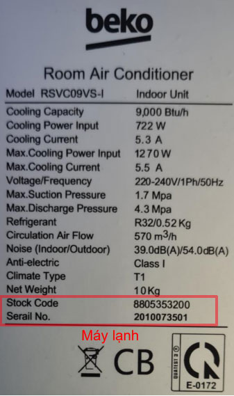 Cách kiểm tra số máy, kiểu máy điều hòa Beko
