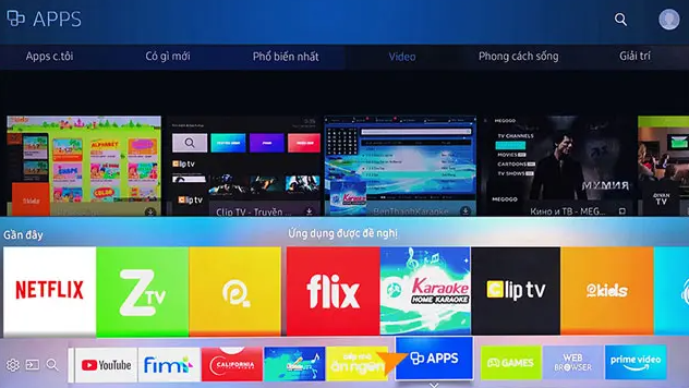 Các ứng dụng của hệ điều hành Tizen OS trên tivi Samsung
