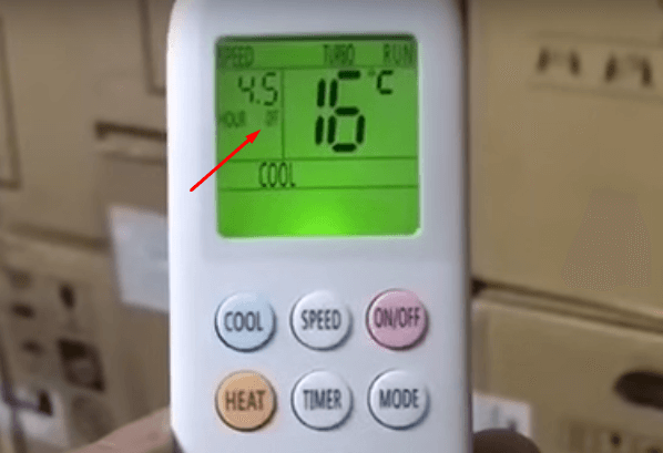 Trên màn hình remote sẽ hiển thị chữ OFF