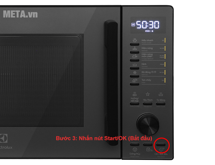 Bắt đầu quá trình nướng/nướng kết hợp