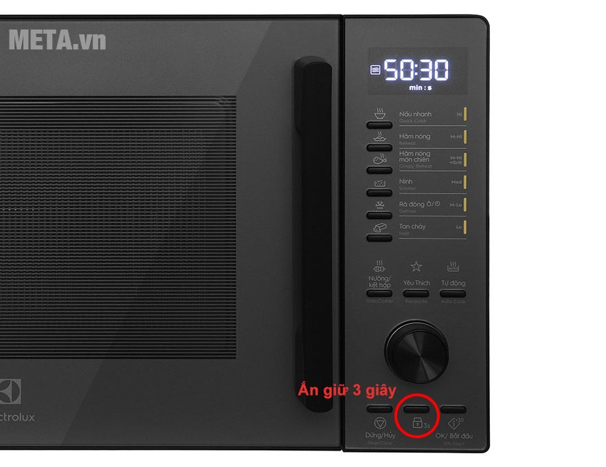 Cách sử dụng chế độ Khóa trẻ em trên lò vi sóng Electrolux