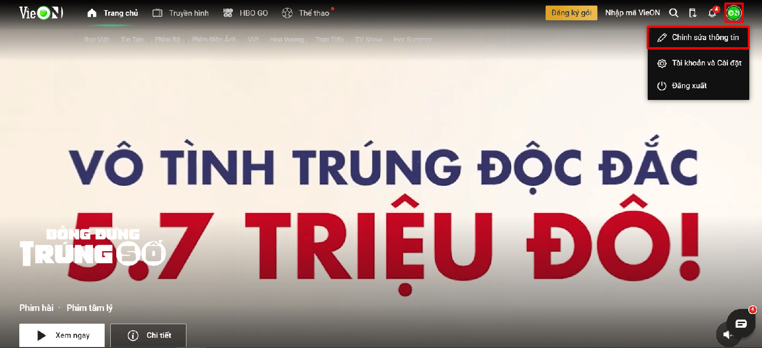 Cách thêm người dùng trên VieON