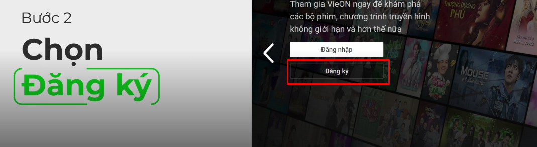 Đăng ký tài khoản VieON trên tivi 
