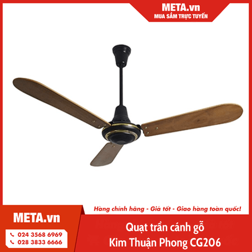 Quạt trần cánh gỗ Kim Thuận Phong CG206 - 3 cánh