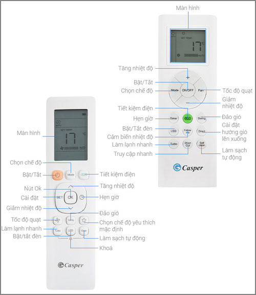 Điều khiển điều hoà Casper mẫu 2