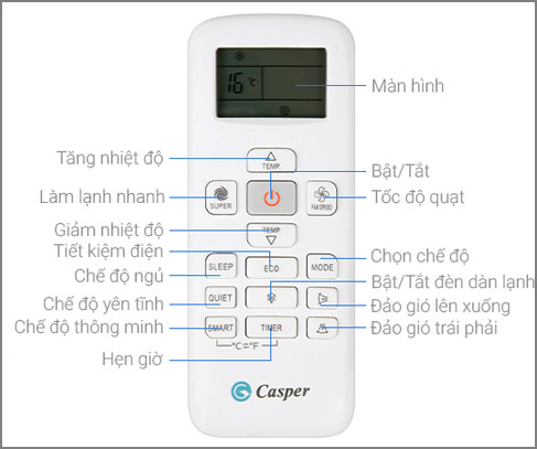 Điều khiển điều hoà Casper mẫu 3