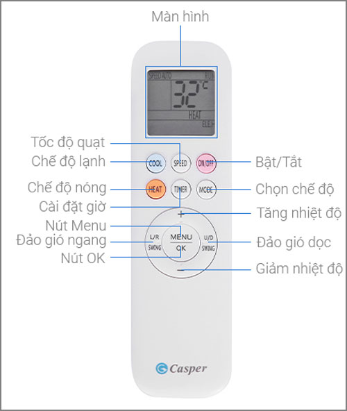Điều khiển điều hoà Casper mẫu 5