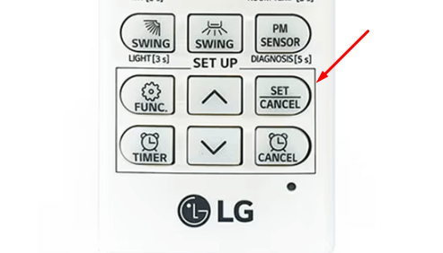 Nhấn nút SET/CANCEL để hoàn tất quá trình cài đặt giờ trên remote máy lạnh LG