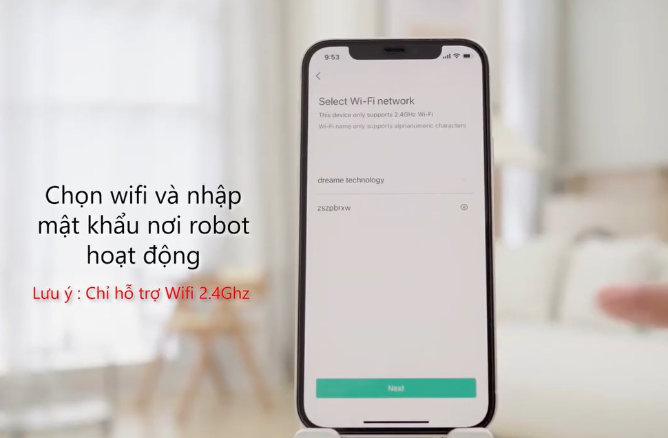 Chon wifi và nhập mật khẩu