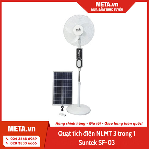 Quạt tích điện 3 trong 1 Suntek SF-03 sạc bằng năng lượng mặt trời