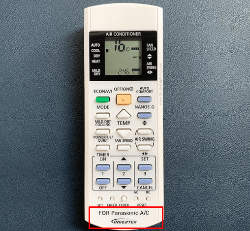 Nút check trên mẫu remote điều khiển điều hòa Panasonic không chính hãng sẽ không hoạt động