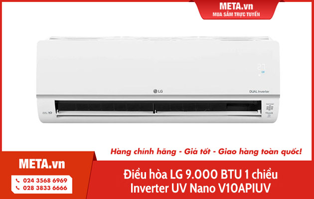 Điều hòa LG 9.000 BTU 1 chiều inverter UV Nano V10APIUV (điều khiển Wifi)