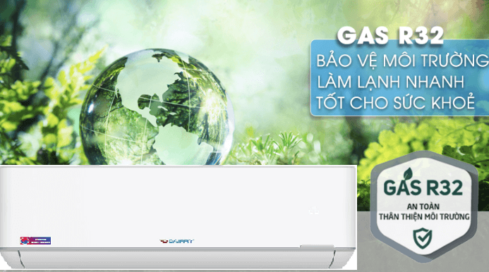 Máy lạnh Dairry sử dụng khí gas R32 an toàn, tiết kiệm điện